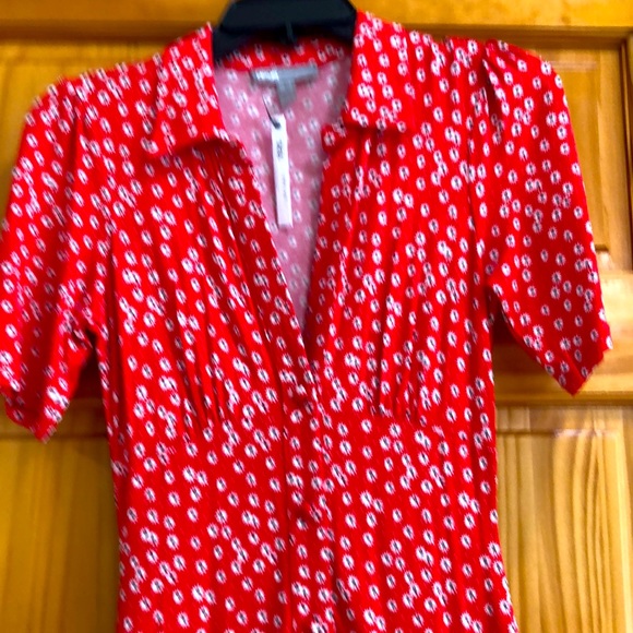 ASOS Dress Red and White ,Drop waist,above ankle. - Picture 2 of 4